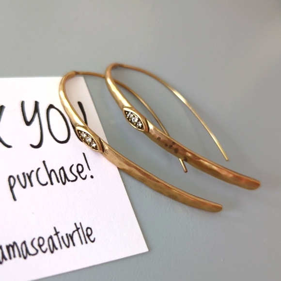 Silpada brass/gold colored and cz earrings - Picture 3 of 6